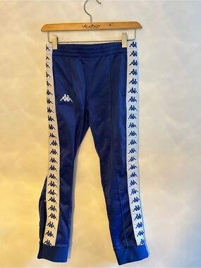 Kappa Kids Royal Blue Track Joggers with White Logo Tape